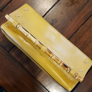Claudia Firenze Stunning Yellow Clutch with Bamboo
